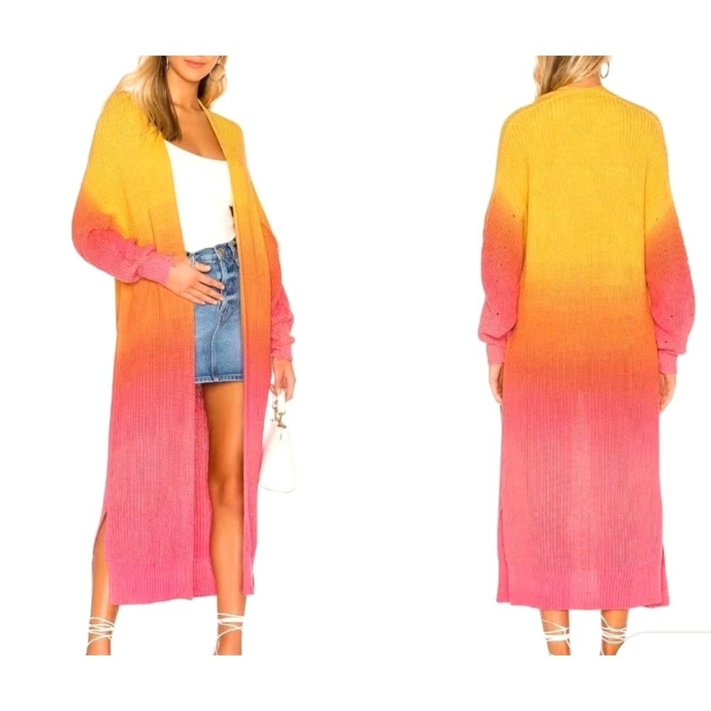 NWOT Free People Come Together Ombre Duster Cardigan Orange Boho Knit Sz XS - Picture 4 of 10